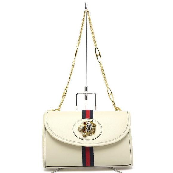 Gucci Raja Shoulder Bag Leather Ivory Tiger Head - Picture 1 of 7